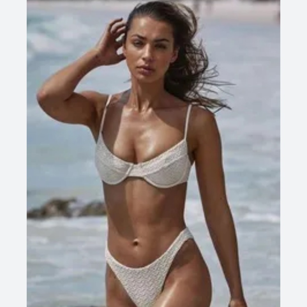 Monday Swimwear Ivory Crochet Bikini large